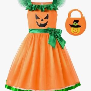 Festive Pumpkin Costume for Kids - Orange and Green